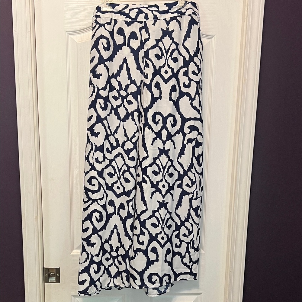 Soft Surroundings Navy and White Wide Leg Pants